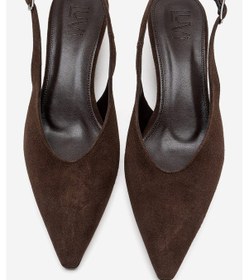 Resim Luvishoes Rosella Kahverengi Süet Mini Dolgu Kadın Topuklu Ayakkabı 
