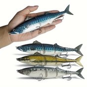 Resim 1 adet Gerçekçi 8 İnç/55g Çok Segmentli Balıkçılık Yemi, Dayanıklı ABS Plastikten Yapılmış Canlı Tasarım ve Üçlü Kanca - Karışık Renklerde Büyük Deniz Balıkçılığı Yemi, Balıkçılık Ekipmanı 