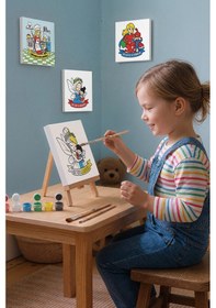 Resim Çocuklar İçin Anneler Günü Boyama Tuvali Şövaleli Boya Seti 20x20 Cm 