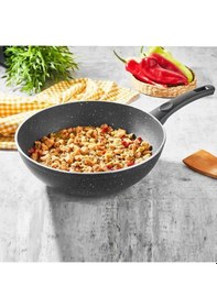 Resim Eda Granit Wok Tava 28 Cm Yanmaz Yapışmaz Tava Gri 