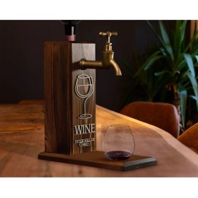Resim Bk Gift Kişiye Özel Kabartma Isimli Musluklu Ceviz Ahşap Şarap Standı, Şarap Çeşmesi, Doğum Günü Hediyesi, Ev Hediyesi, Içecek Dispenseri-6 