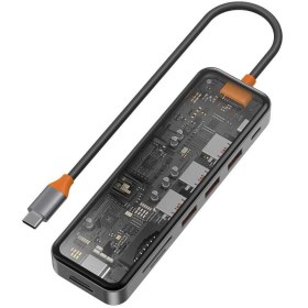 Resim WIWU Cb007 Cyber 7 In 1 Type-c Hub 100w Şarj Destekli Şeffaf Görünümlü Sd Kart-hdmi-usb Çoğaltıcı 