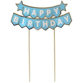Resim Pasta Üstü Banner Happy Birthday Mavi Gümüş 