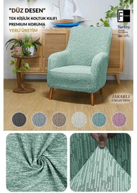 Resim Jakar Tekli Lastikli Kanepe Örtüsü Lastikli Berjer Koltuk Örtüsü Koltuk Kılıfı Mint 