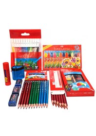 Resim Faber Castell 9 Çeşit Okul Kırtasiye Seti Kalem Boya Silgi Seti 