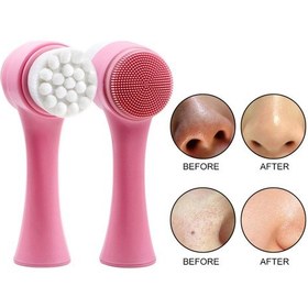 Resim Çift Taraflı Yüz Temizleme ve Masaj Fırçası Pembe 