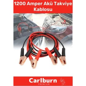 Resim Carlburn Özel Üretim %100 Bakır Kalın Kablo 1200 Amper Güçlü Oto Akü Takviye Hızlı Şarj Kablosu 