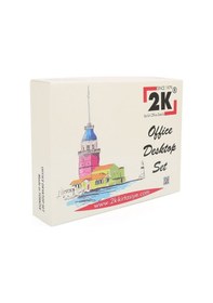 Resim Sümen Takımı Masaüstü Suni Deri Hediyelik Set 8 Parça - Vizon 
