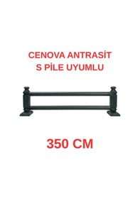 Resim Cenova S Pile Ve Perde Düğmesi Uyumlu Çetray Çift Raylı Modern Ahşap Rustik Antrasit 350 Cm Antrasit 