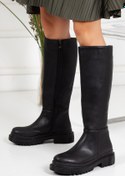 Resim SOFT FASHION Kadın Siyah Günlük Ve Tarz Kalın Tabanlı Dizaltı Çizme - Topuk 3 Cm 