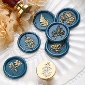 Resim 1 adet Çiçekli Mum Mühür Damgası Başlığı - 2.5cm Katı Pirinç, Karmaşık Botanik Tasarımlar (Yaprak, Çiçek, Tomurcuk, Yaprak), Zarf ve Sanat Projeleri için DIY Scrapbooking & El Sanatları Malzemeleri 