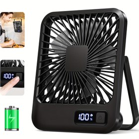 Resim Goard Taşınabilir USB Masaüstü Fanı 1800mAh Şarj Edilebilir Batarya ile - Ultra-Sessiz, 5 Hız Ayarlı, Optimal Hava Akışı için 180° Eğimli Tasarım, Dijital Güç Göstergesi ile - Ofis, Ev ve Seyahat için İdeal 