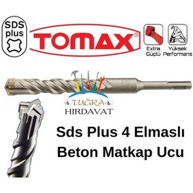 Resim Tomax Sds Plus 4 Elmas Beton Duvar Delme Matkap Ucu 6x210 