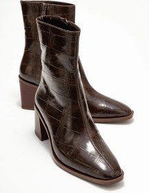 Resim Luvi Shoes Chara Kahverengi Baskı Kadın Kalın Topuklu Bot kahverengi 