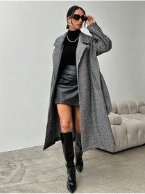 Resim BEYUSİRA Butikcim Balıksırtı Desenli Kaşe Kaban 
