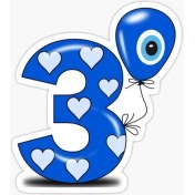 Resim TSC 3 Yaş Nazar Sticker Yapıştırması Etiket 20 cm 