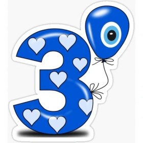 Resim TSC 3 Yaş Nazar Sticker Yapıştırması Etiket 20 cm 