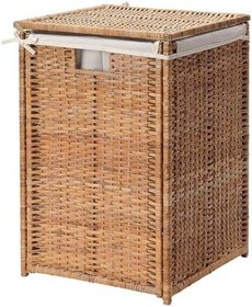 Resim IKEA Rattan Çamaşır Sepeti 80 Litre MeridyenDukkan Naturel Kirli Çamaşır Sepeti 