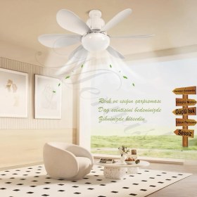 Resim Hepta Collection Tavan Vantilatörü LED Işık 3 Renk Işık Sıcaklığı Ayarlanabilir 3 Kademe Hız Modu Sessiz 52 cm Çap 6 