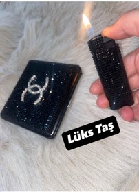 Resim Lüks Taş Taşlı Sigara Tabakasi & Çakmak 