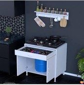 Resim Doqu Xxxl Set Ocak Altı Dolap Beyaz 80x88x48 Cm, Çekmeceli, Kapaklı, Tüp Bölmeli Ve Baharat Raflı Beyaz 