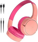 Resim Belkin SoundForm mini kablosuz çocuk kulaklığı, entegre mikrofonlu ve eğlenceli çıkartmalı, 30 saat oynatma – ders, tatil, iPhone, iPad, Galaxy için kulak üstü kulaklık, pembe 