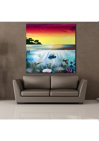 Resim Denizde Renkli Balıklar Kanvas Tablo 25x25cm 