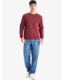 Resim Defacto Regular Fit Bisiklet Yaka Basic Düz Kalın Sweatshirt T3777az25aubr194 Bordo 