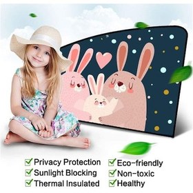 Resim Manyetik Geri Çekilebilir Araba Yan Cam Güneşliği Sıcak Tavşan Ailesi-arc Co-pilot 