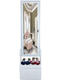 Resim First Mobilya Yıldız Demonte Tek Çekmeceli Hediyelik çok amaçlı Aynalı Takı Dolabı Beyaz 
