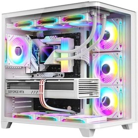 Resim Dragos Ocean Curved Pro 750W 80+ Temperli Cam Atx Mid Tower Oyuncu Bilgisayar Kasası Beyaz 