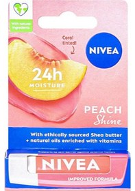 Resim Nivea Peach Shine 24H Dudak Bakım Kremi 4.8 G 