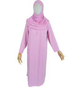 Resim Pratik Tek Parça Organik Kız Çocuk Namaz Elbisesi Pembe 