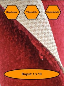 Resim Kırmızı Kalın Yolluk, Kaydırmaz Tabanlı Dayanıklı Yolluk, 1x19 Metre 