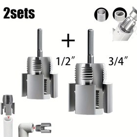 Resim İç ve dış borular için 2 entegre diş açma araçları, 1/2 inç ve 3/4 inç, matkap uyumlu PVC boru dişli kitleri, su borusu dişi kesme araçları ve iç ve dış plastik boru dişli kitleri 
