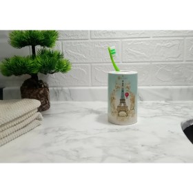 Resim Bosphorus Diş Fırçalık Eyfel Kulesi Romantik Yeşil Model Banyo Aksesuarı 