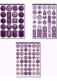 Resim 6'lı Mor Vintage Temalı Sticker Seti 12x17 Cm Bullet Journal, Scrapbook, Ajanda Ve Planlayıcı İçin Diğer 