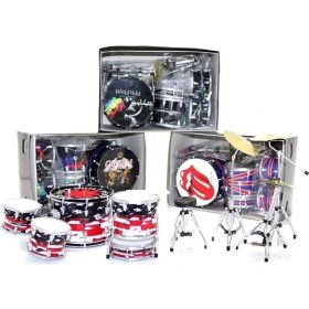 Resim TeknoKapsül Dekoratif Masaüstü Mini Bateri Seti - 21X14 cm Koleksiyonluk Otantik Müzik Obje 