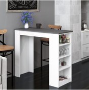 Resim Bicabin Tekila Raflı Bar Masası, Yemek, Mutfak Masası Beyaz-antrasit (bar Table) 