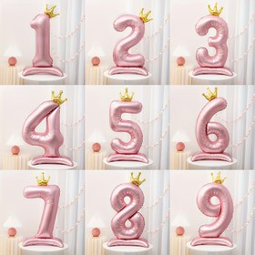 Resim 1 adet, Pembe Taç Boyutu 106,68 cm, Dikey Alüminyum Folyo Dijital Balon, Parti Dekorasyonu ve Fotoğraf Arka Planları için, Düğün, Nişan, Noel, Doğum Günü, Bekarlığa Veda Partisi için Çok Amaçlı, 1 adet, Güç Gerektirmez, Balon Malzemesi: Alüminyum Film 