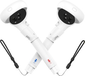 Resim Controllers Extensions for Meta Quest 3 Long Arms Controller Grips for Oculus Quest 3 Gorilla Tag Beat Saber Handles Attachment Waterproof Silicone Covers VR Accessories, White 