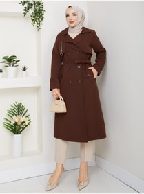 Resim Vibeys Collection Kadın Kuşaklı Ve Fermuar Detaylı Trençkot 