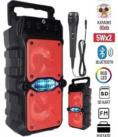 Resim resolut Bluetooth Hoparlör Parti Hoparlörü Karaoke Mikrofon 