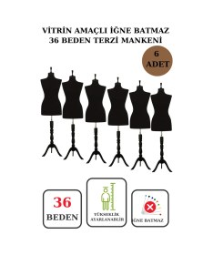 Resim 6 Adet Vitrin Amaçlı 36 Beden Terzi Mankeni Vitrin Mankeni Cansız Manken İğne Batmaz 