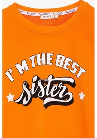 Resim Breeze Kız Çocuk Sweatshirt Yazı Baskılı 9-14 Yaş, Turuncu 