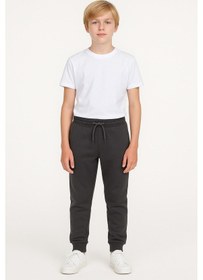 Resim Beli Lastikli Erkek Çocuk Jogger Eşofman Altı - Alc St09273 Füme 