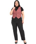 Resim Büyük Beden Düğme Kapamalı Cep Kapaklı Astarlı Kısa Puanlı Gül Kurusu Yelek Gül Kurusu 