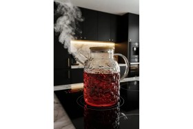 Resim Feyza Design Bambu Kapaklı Cam Demlik 1800ML, Şık ve Dayanıklı Çay Demliği 