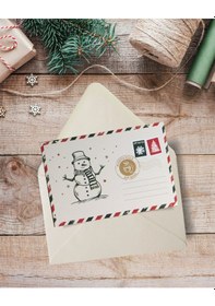 Resim Yılbaşı Kardan Adam Kartpostal Ve Zarf Seti, Yeniyıl, Noel, Tebri 