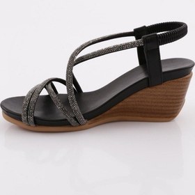 Resim Dgn 1046 Kadin Dolgu Taban Çapraz Bantli Sandalet 1046-2027-R1534 Siyah 